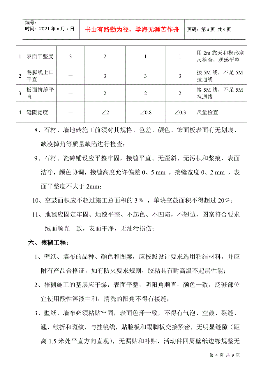 家庭装饰装修工程质量验收标准_第4页