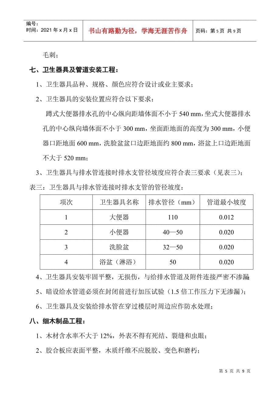 家庭装饰装修工程质量验收标准_第5页