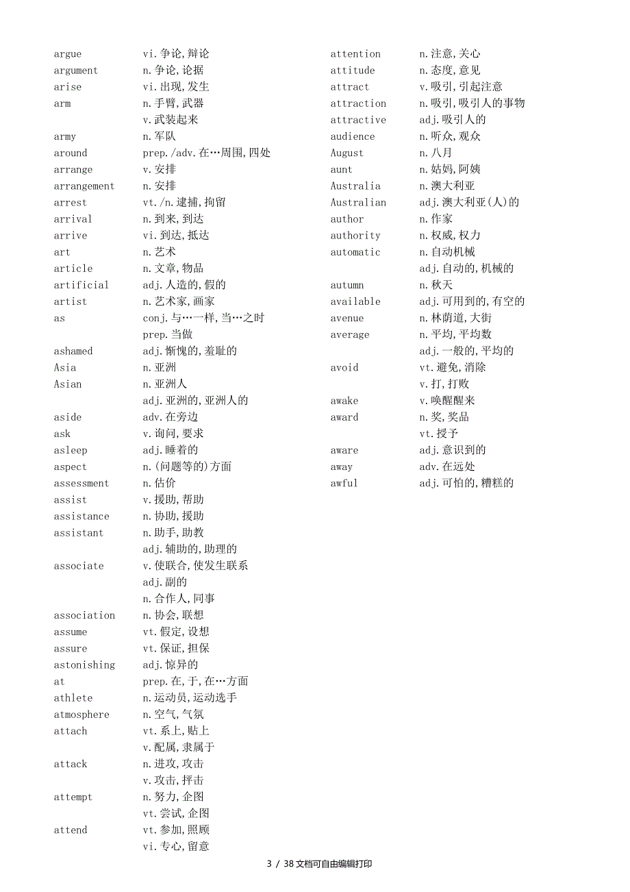 全国网络学院统考大学英语B词汇_第3页