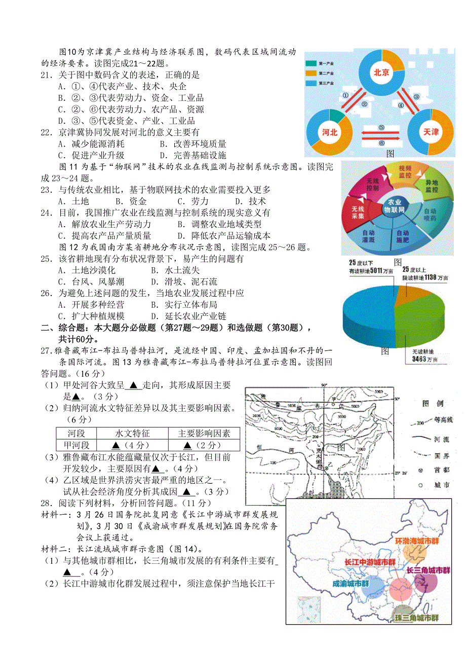 江苏省南通市高三第三次调研测试地理试题含答案_第4页