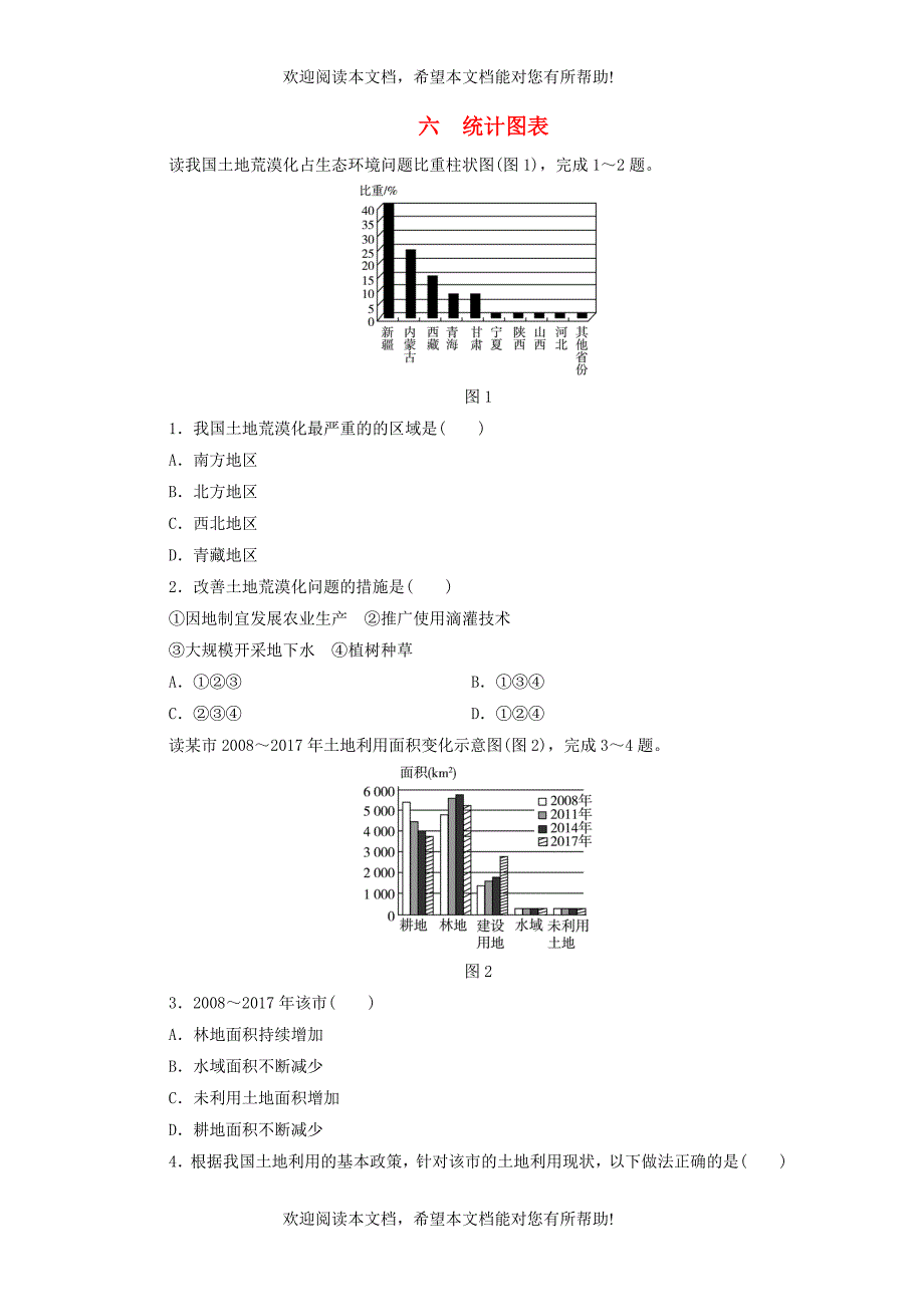 江西省2019届中考地理专题一图表专题六统计图表_第1页