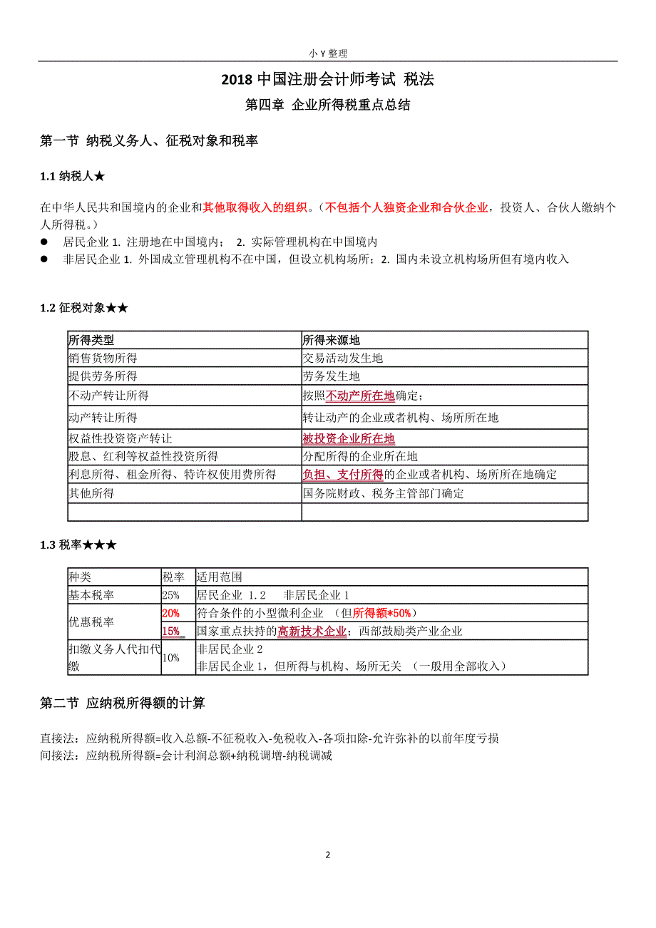 2018CPA注会税法企业所得税总结_第2页