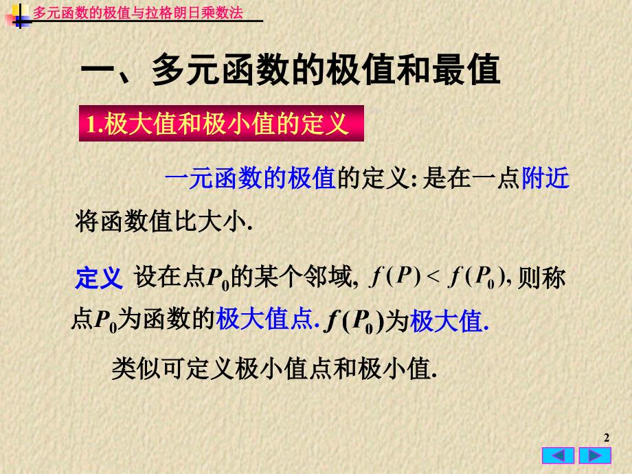 多元函数的极值与拉格朗日乘数法ppt课件_第2页