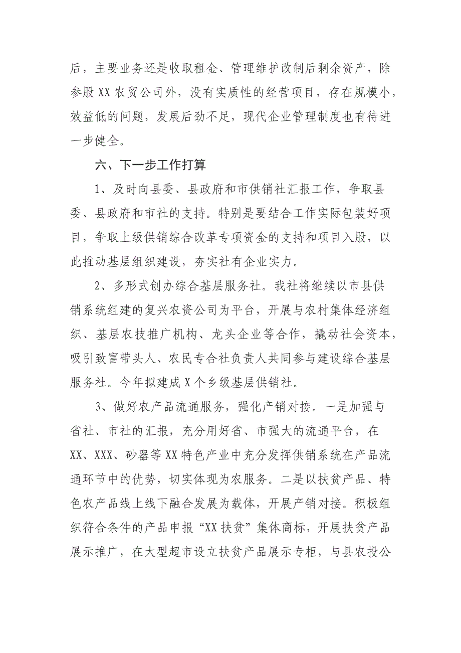 2019上半年深化XX供销社综合改革工作总结_第4页