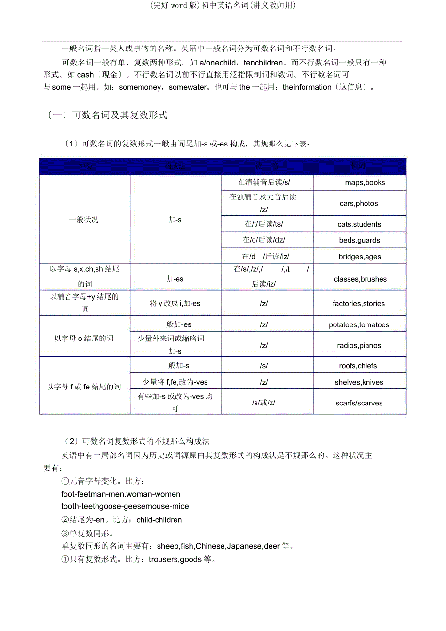 初中英语名词(讲义教师用).docx_第2页