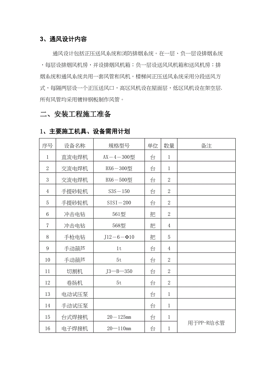 三标段水暖电安装工程施工方案【整理版施工方案】(DOC 21页)_第3页