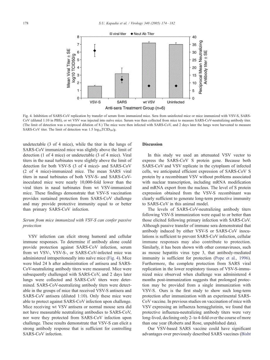 【病毒外文文献】2005 Long-term protection from SARS coronavirus infection conferred by a single immunization with an attenuated VSV-base_第5页