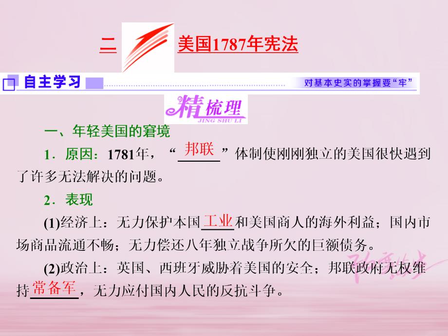 2017-2018学年高中历史 专题七 二 美国1787年宪法课件 人民版必修1_第1页