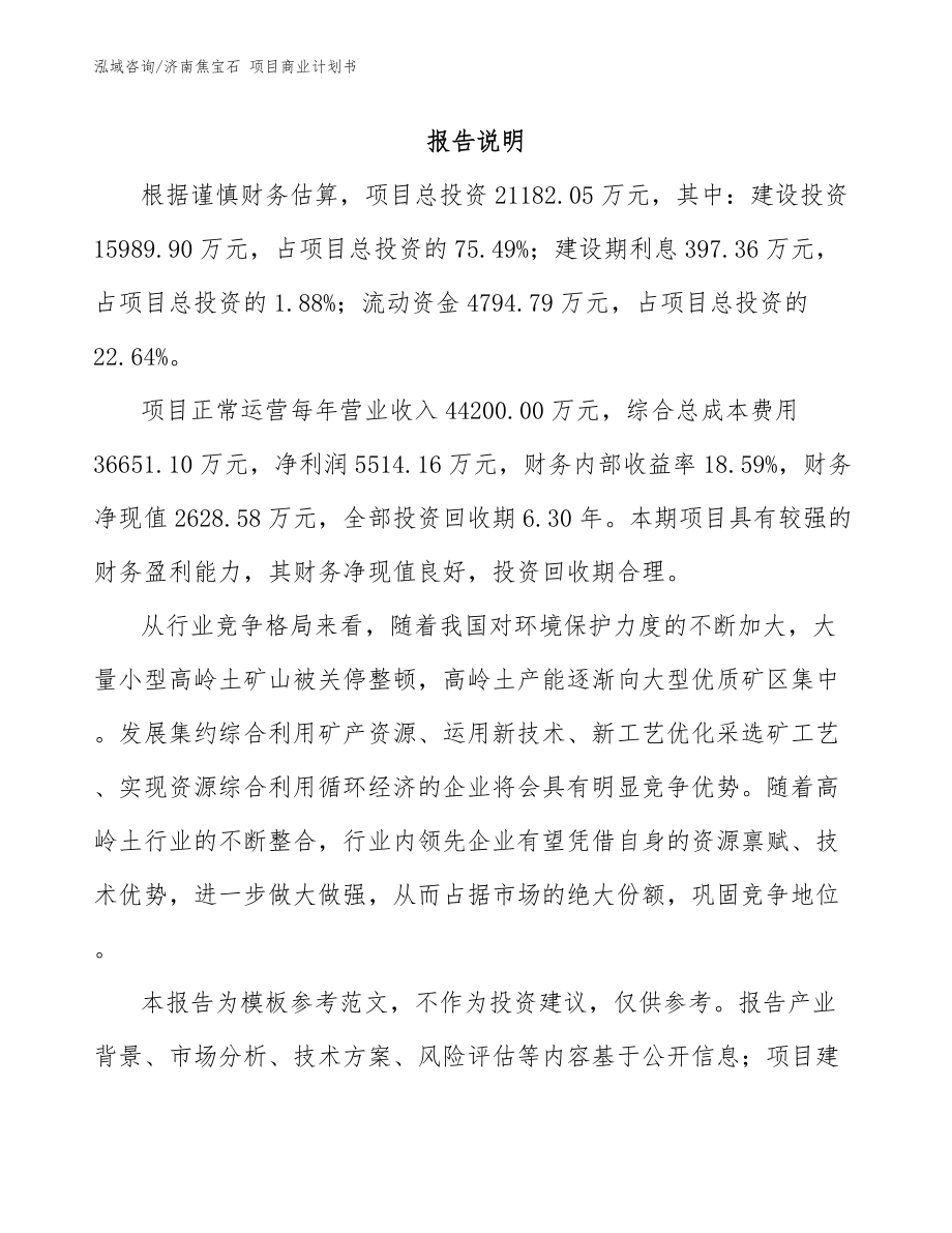 济南焦宝石 项目商业计划书（参考范文）_第2页