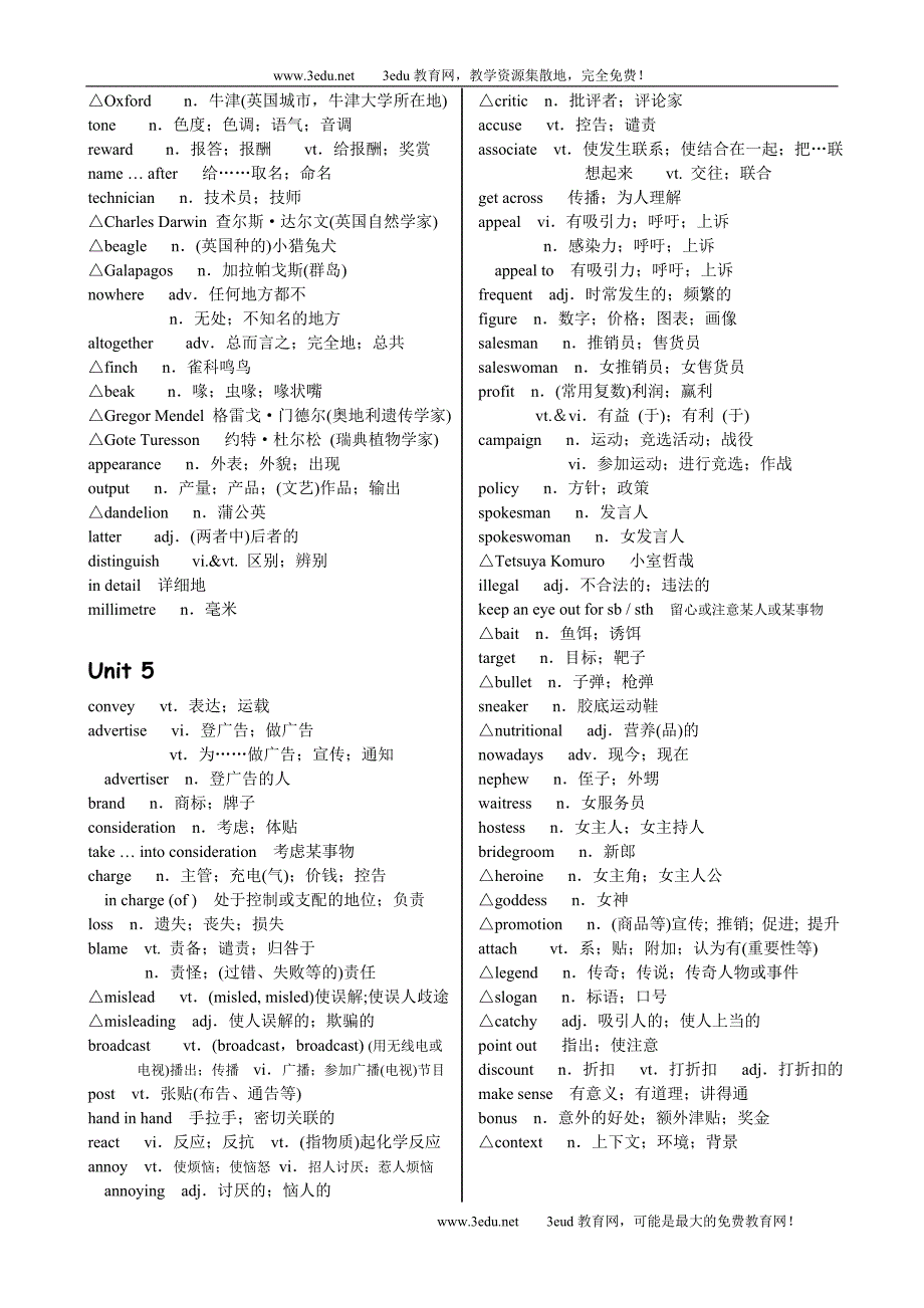 人教版教材高三英语词汇表【按单元顺序】.doc_第4页