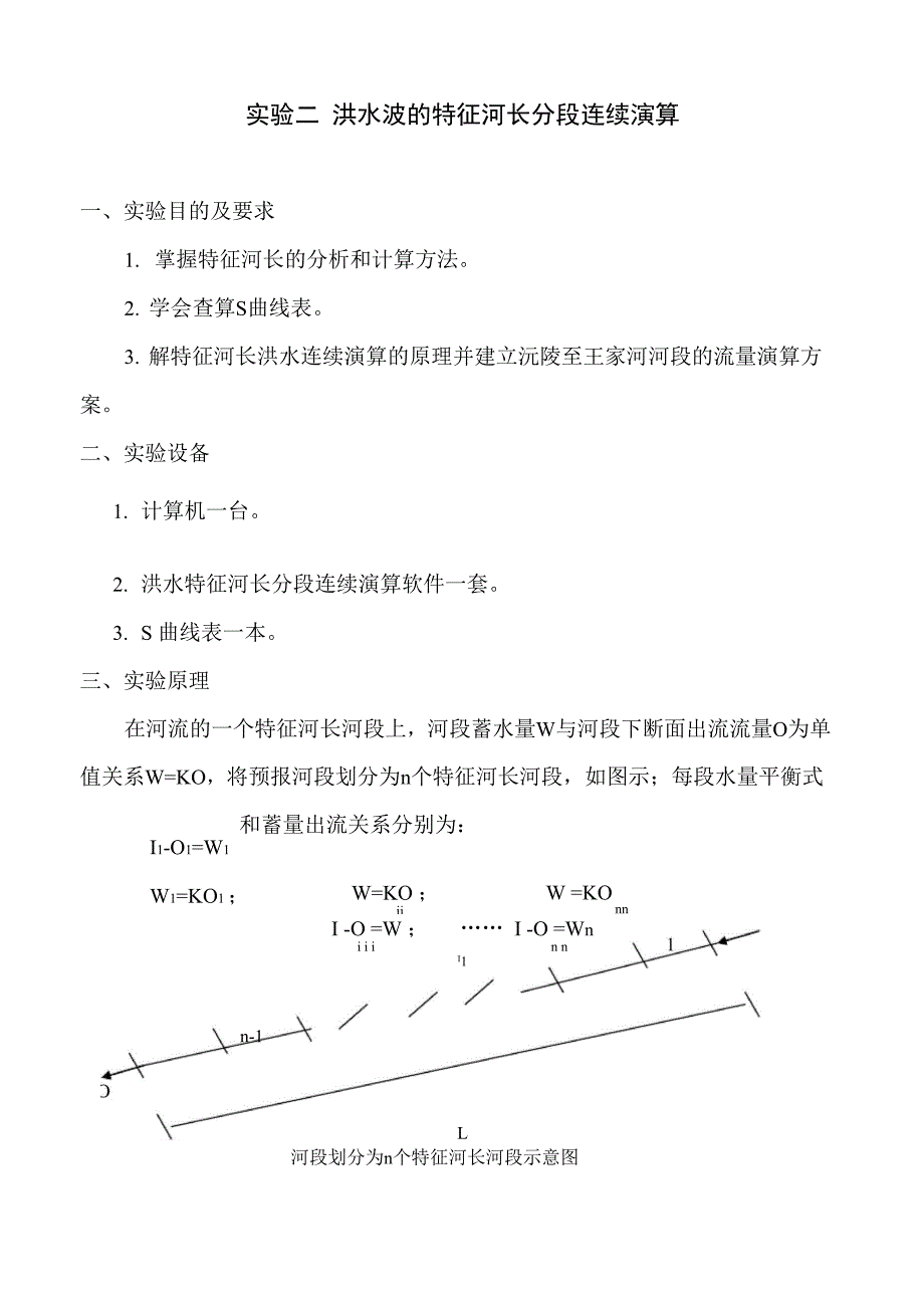 水文学原理实验二 洪水波的特征河长分段连续演算_第1页