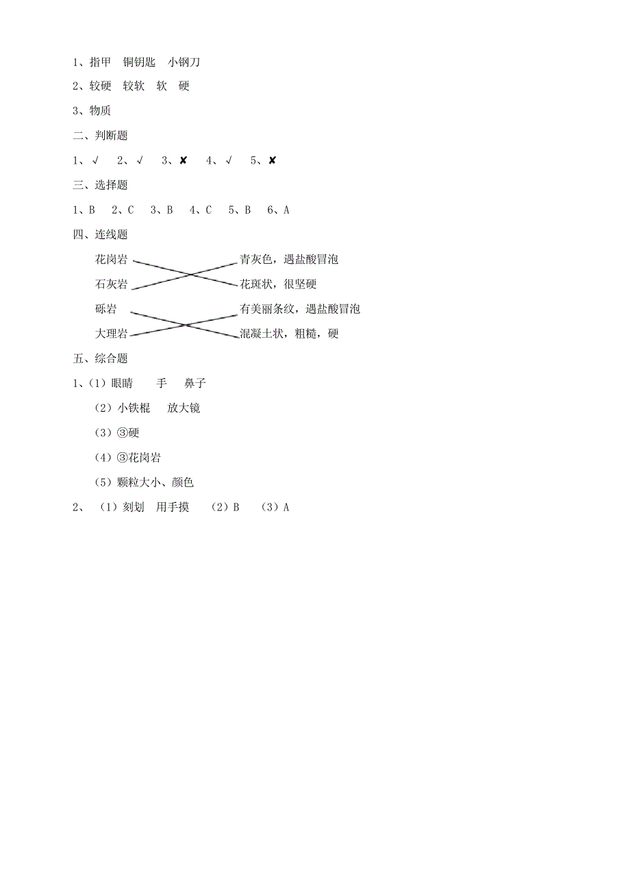 2021新教科版四年级下册-科学3.2《认识几种常见的岩石》练习_第4页