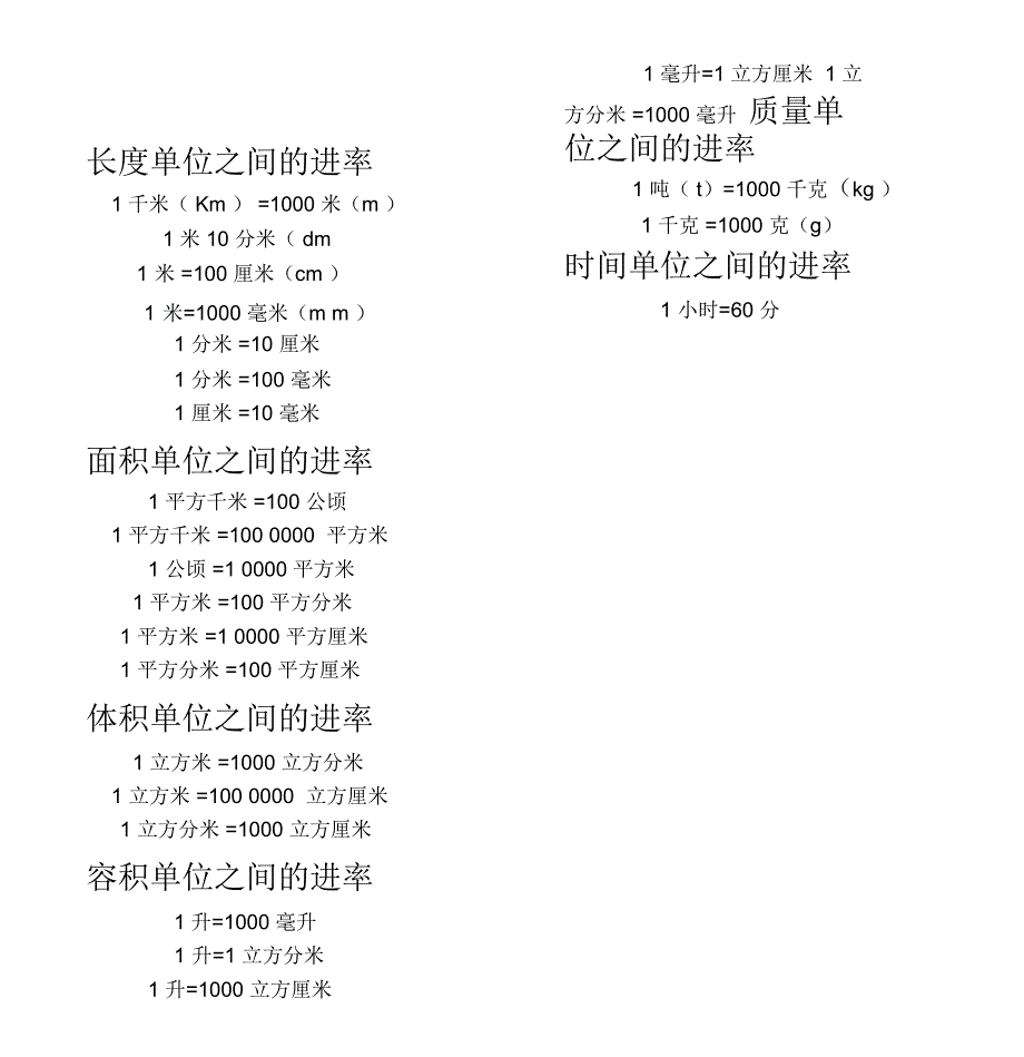 长度单位之间的进率最新版_第1页