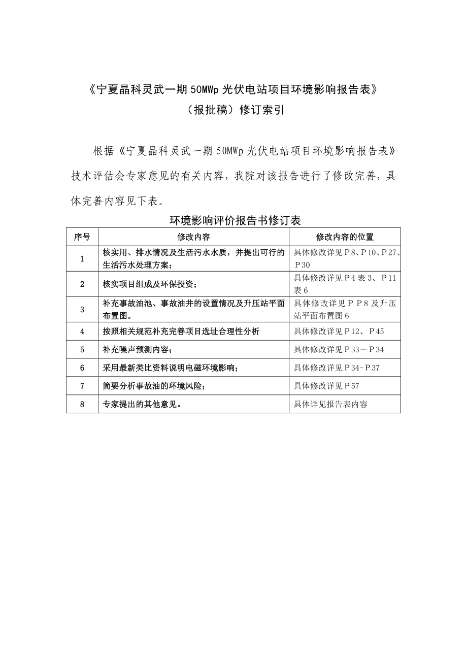 宁夏晶科50ＭＷ光伏环评表_第1页