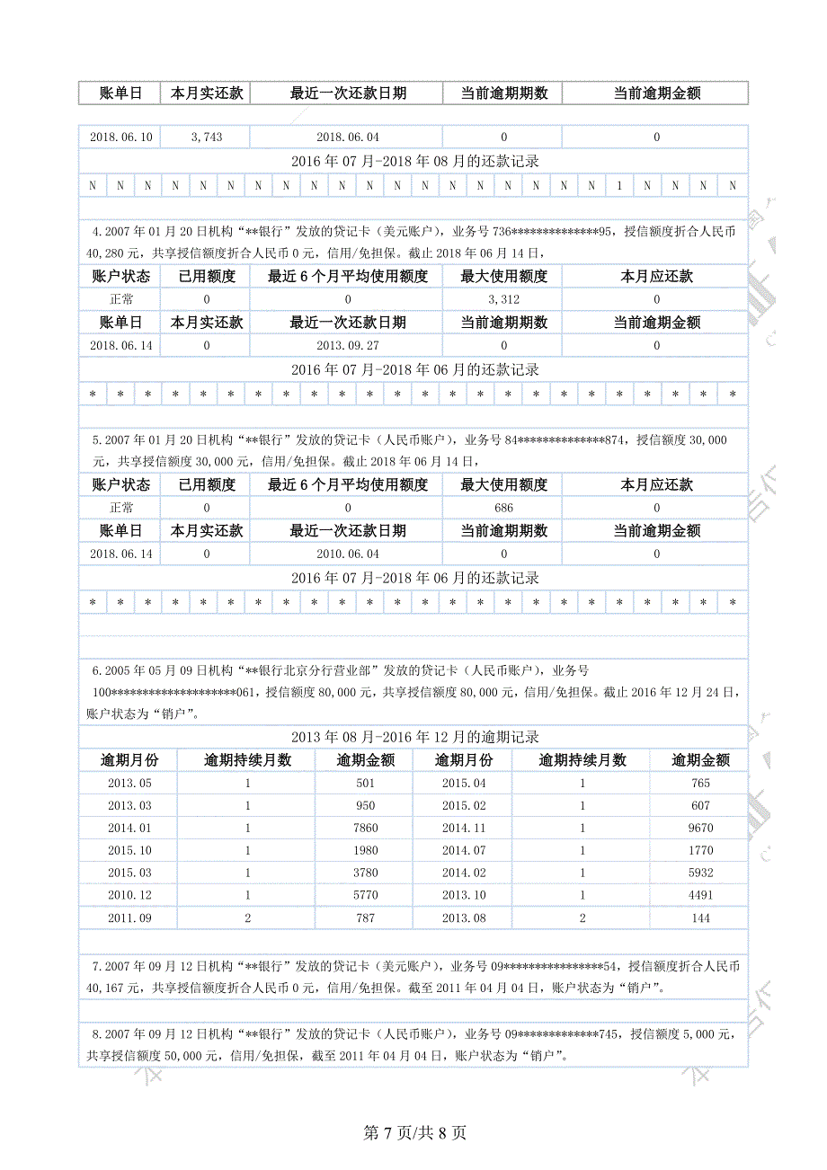 最新版人民银行个人征信报告样本-.可更改.docx_第5页