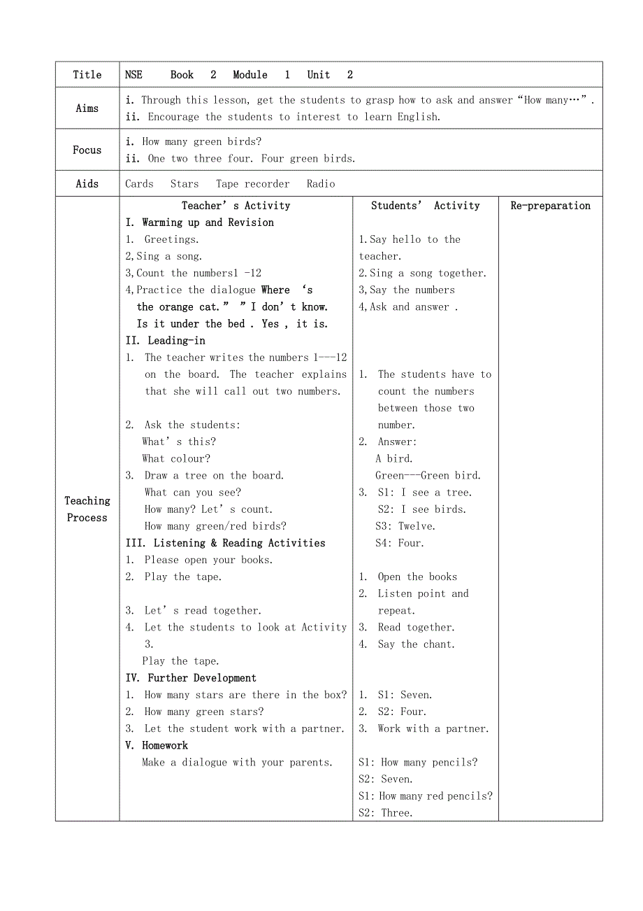 小学英语 Book2 Module1 Unit1-2教学设计 外研版_第2页