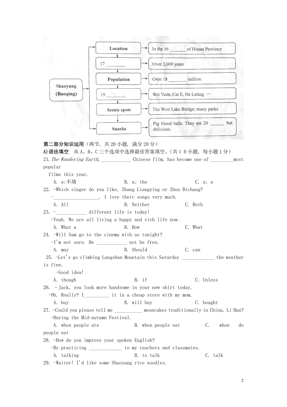 湖南省邵阳市2019年中考英语真题试题_第2页