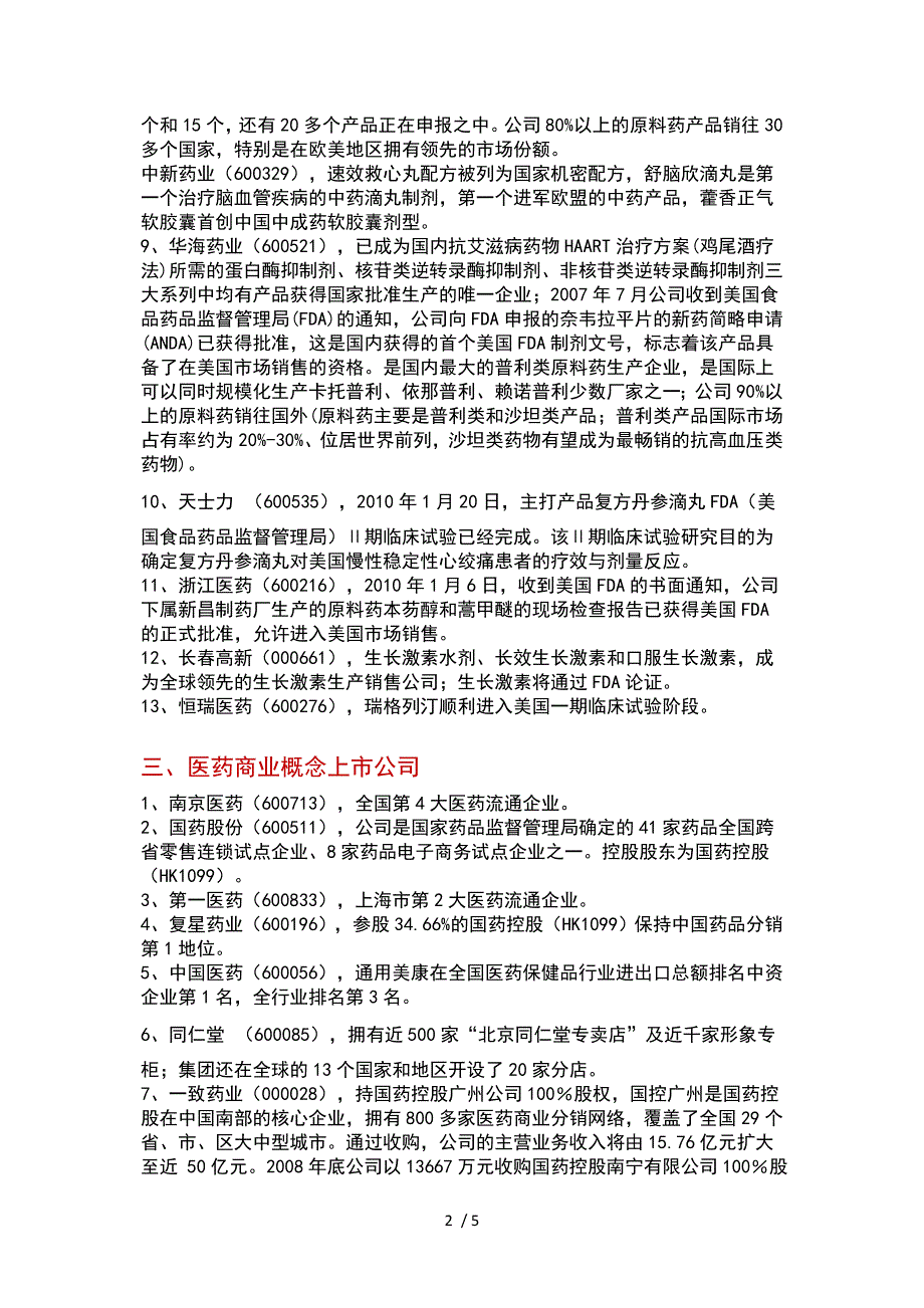 有独特概念的医药上市公司大全_第2页