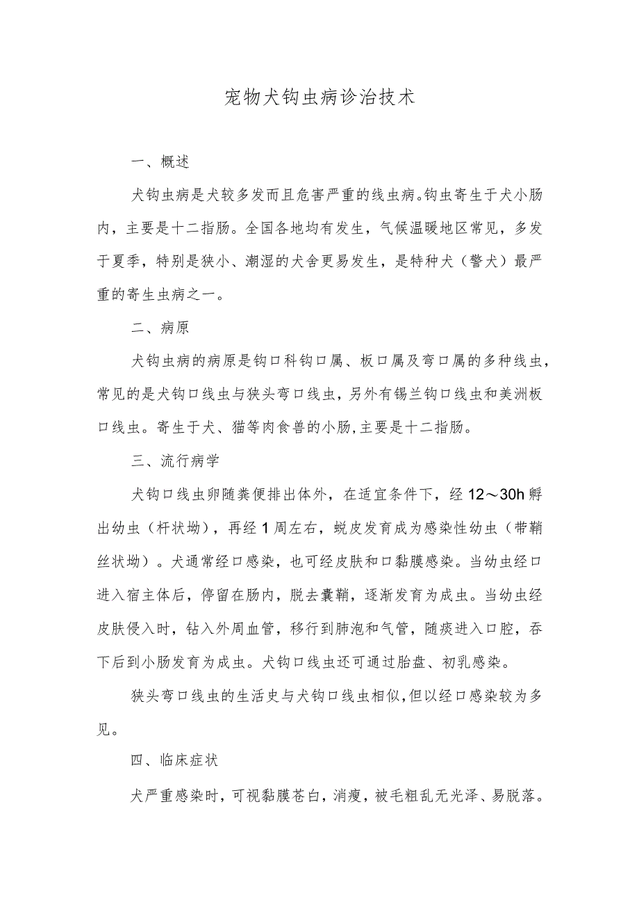 宠物犬钩虫病诊治技术_第1页