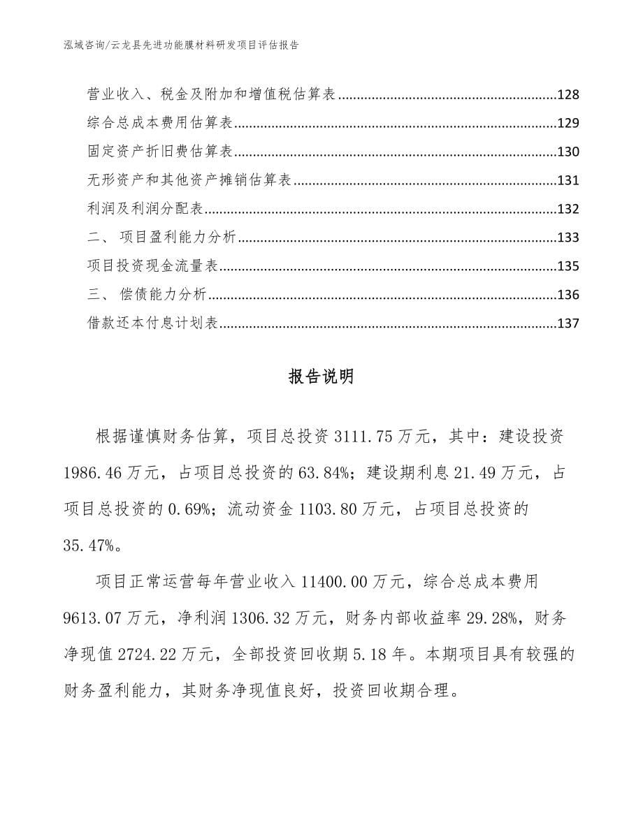 云龙县先进功能膜材料研发项目评估报告范文参考_第5页