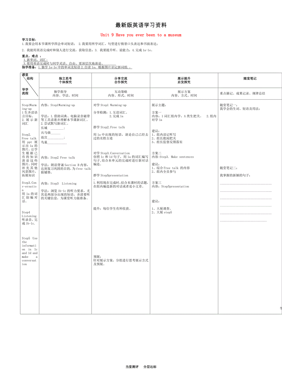 最新人教版八年级英语下册 Unit 9 Section B 1a1d导学案_第1页