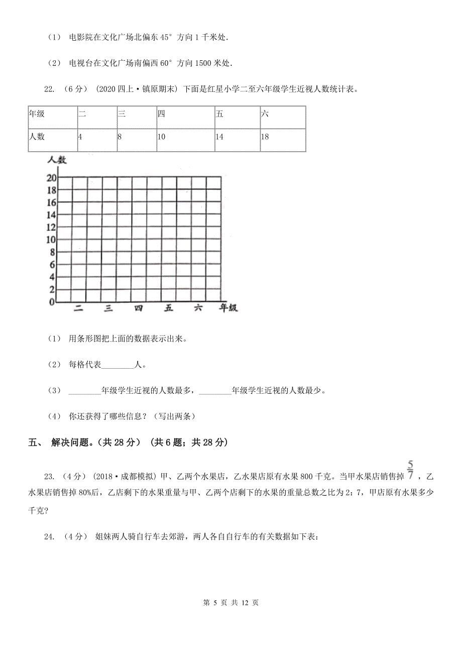 河南省郑州市2021版六年级上学期数学期末试卷A卷_第5页