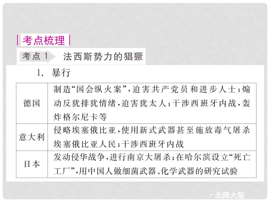 江苏省连云港东海县平明镇中学九年级历史下册 第2单元 全球战火再起复习课件 北师大版）_第3页