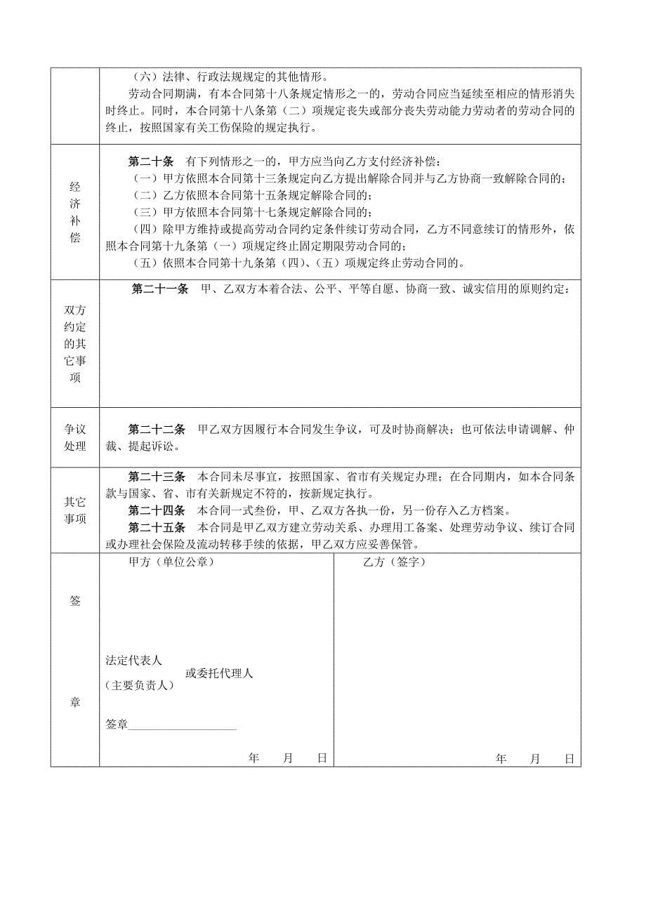 合肥市人力资源和社会保障局制劳动合同书_第5页