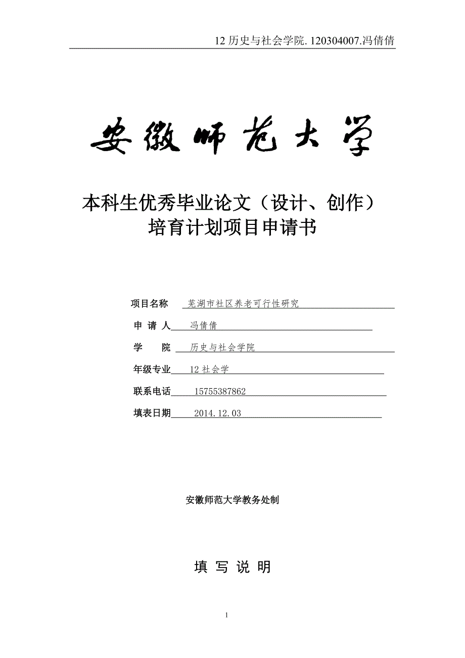 芜湖市社区养老可行性研究本科毕业论文申报书_第1页