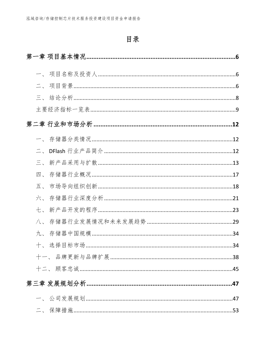 存储控制芯片技术服务投资建设项目资金申请报告【模板范本】_第1页