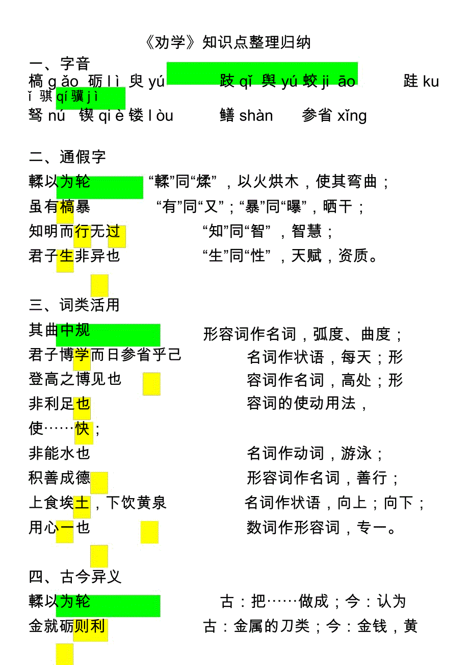 完整word版劝学知识点整理推荐文档_第1页