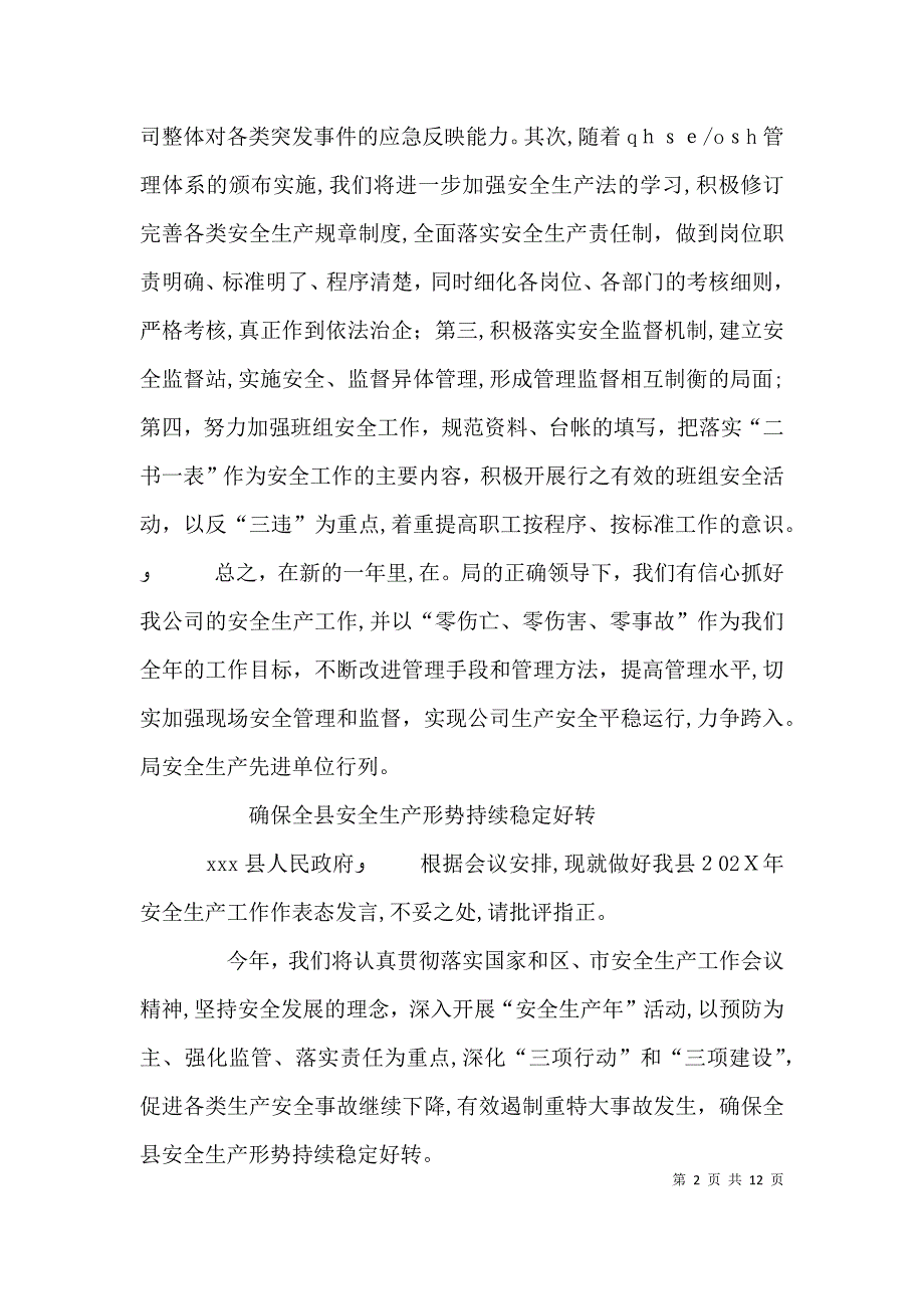 安全生产会议表态发言_第2页