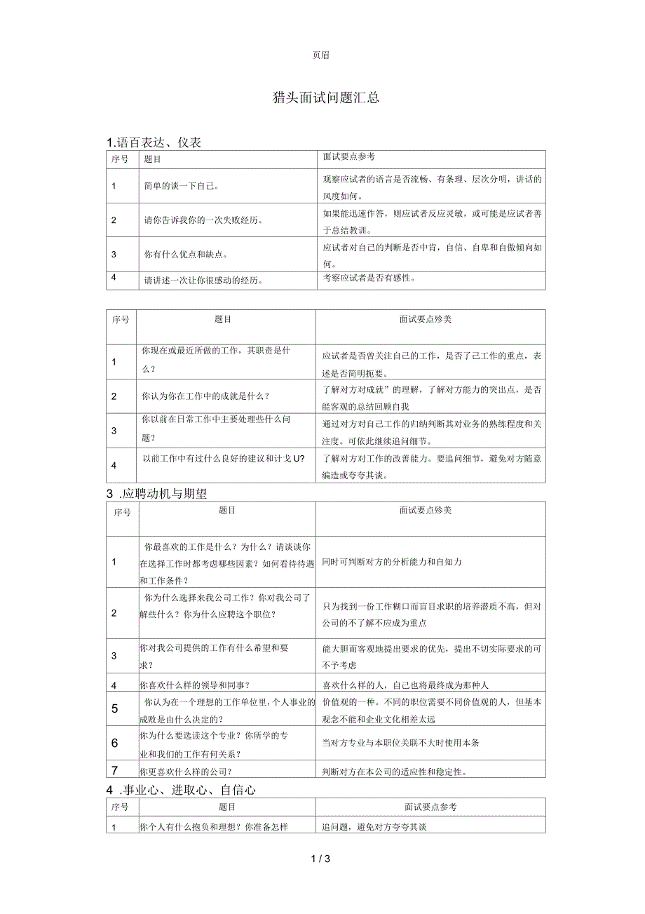 猎头面试问题汇总_第1页