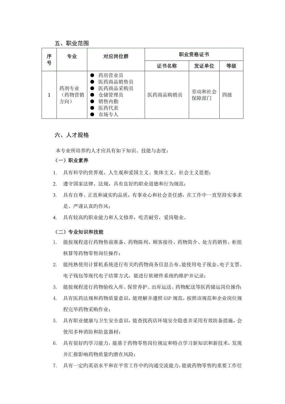 药剂专业教学实施方案_第2页