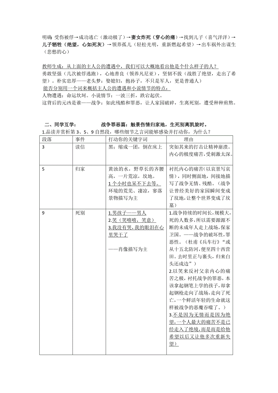 一个人的遭遇（节选）&#183;教案_第3页