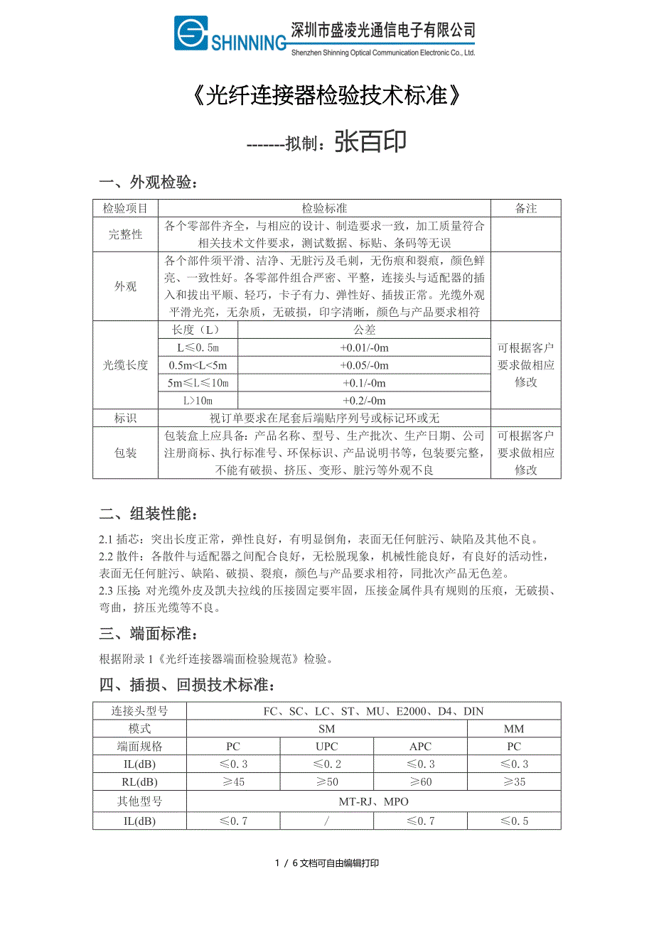 光纤连接器检验技术标准_第1页