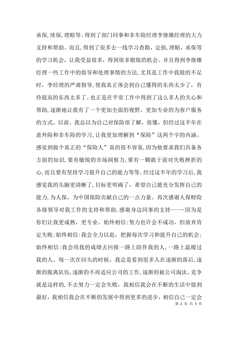 人保财险公司非车险部个人工作总结_第2页