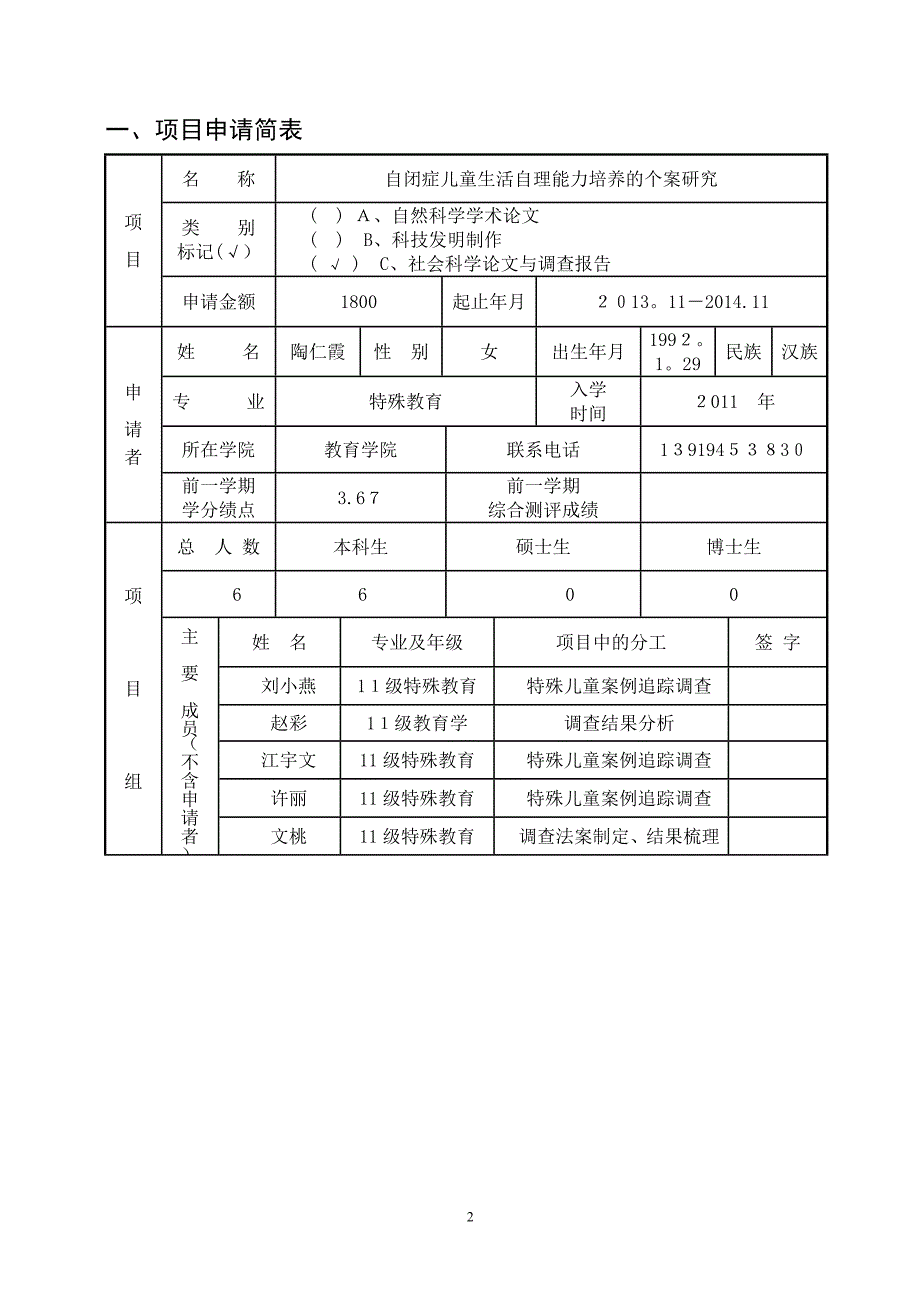 自闭症儿童生活自理能力现状研究---西北师范大学科研课题立项书.doc_第3页