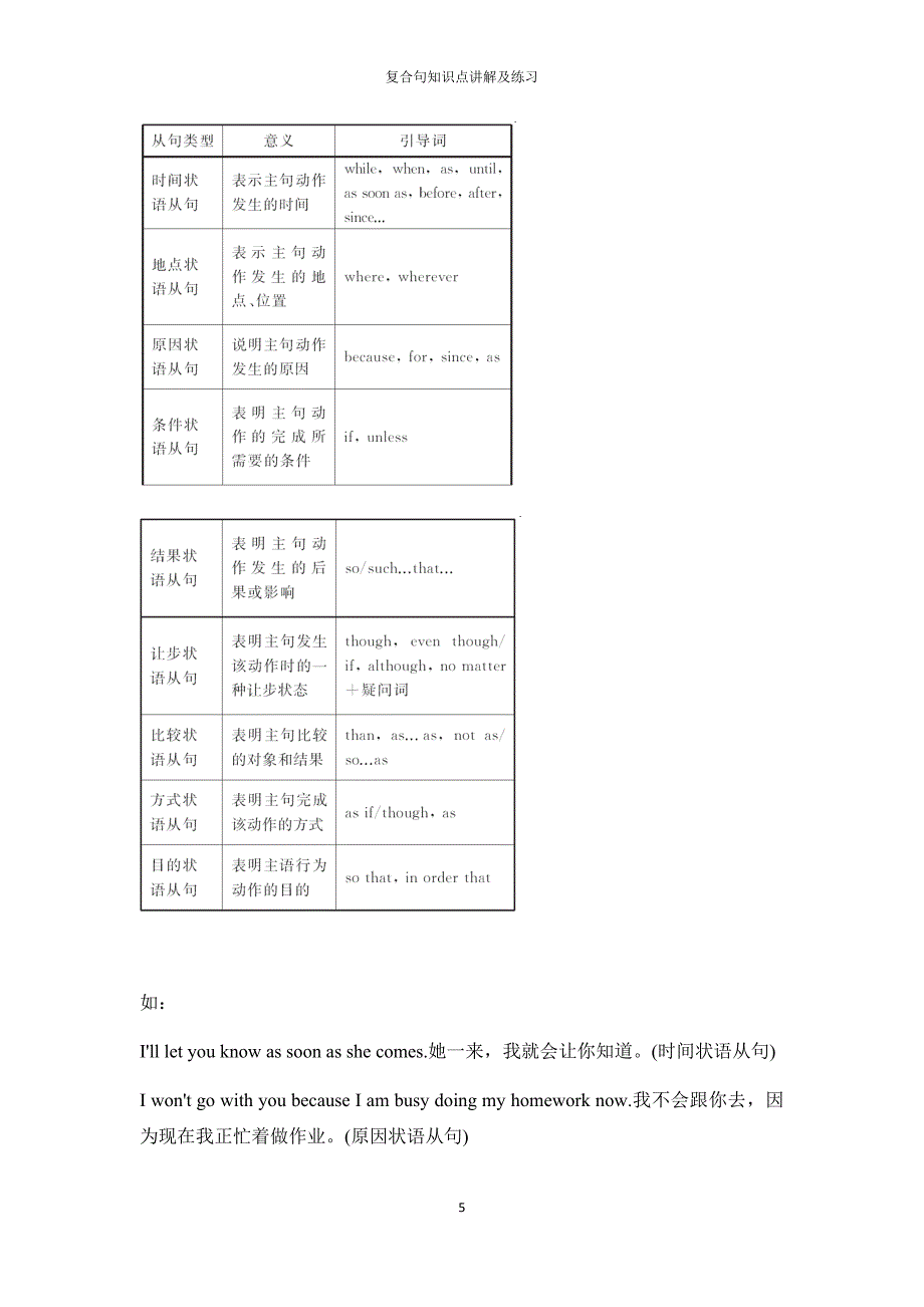 复合句知识点讲解及练习_第5页