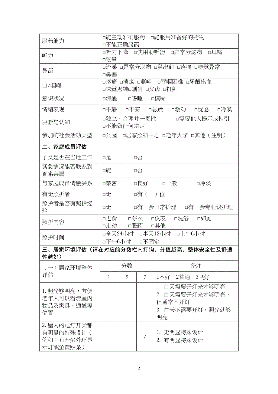 老年人家庭适老化改造需求评估量化表(DOC 8页)_第2页