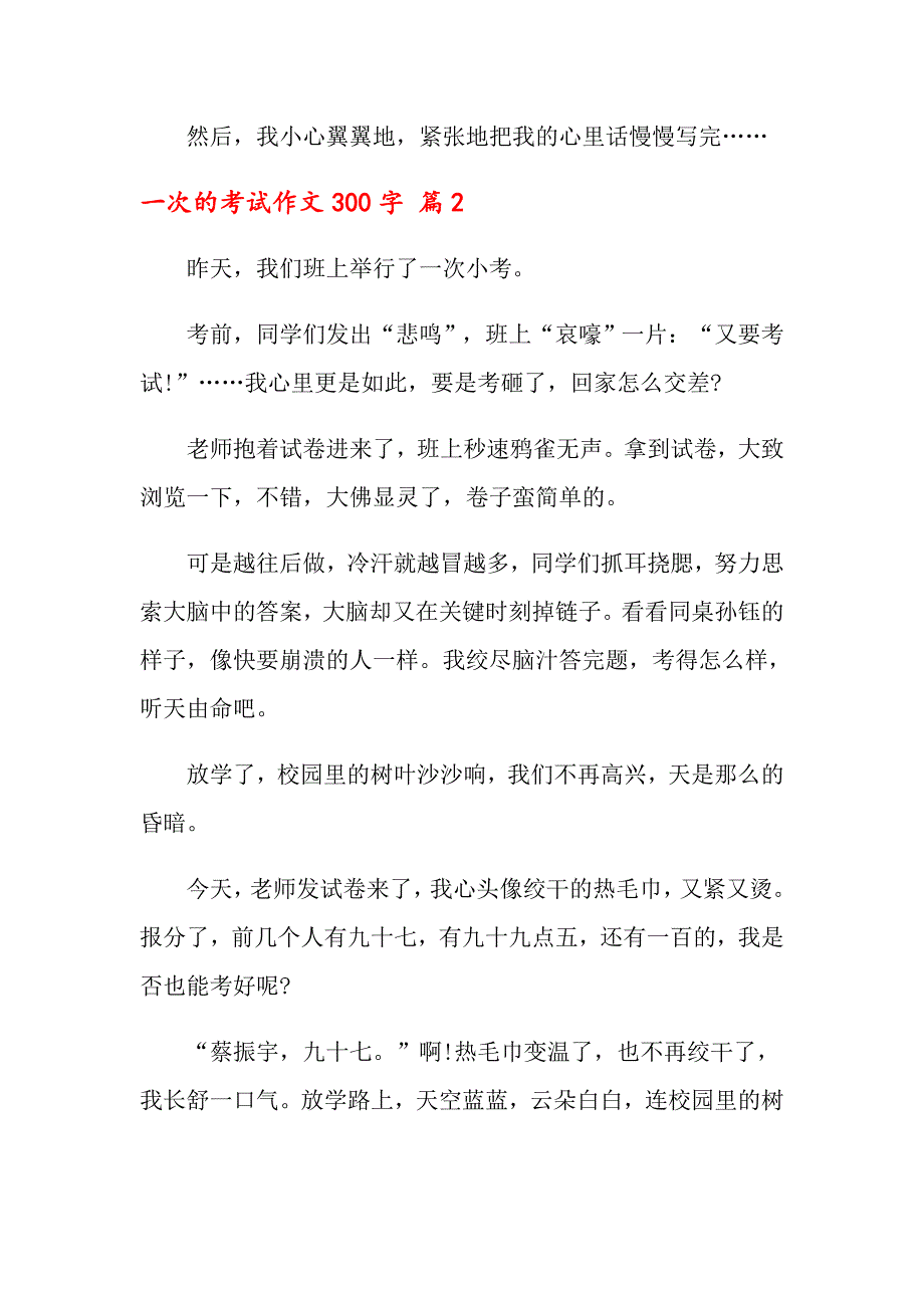 关于一次的考试作文300字汇编十篇_第2页