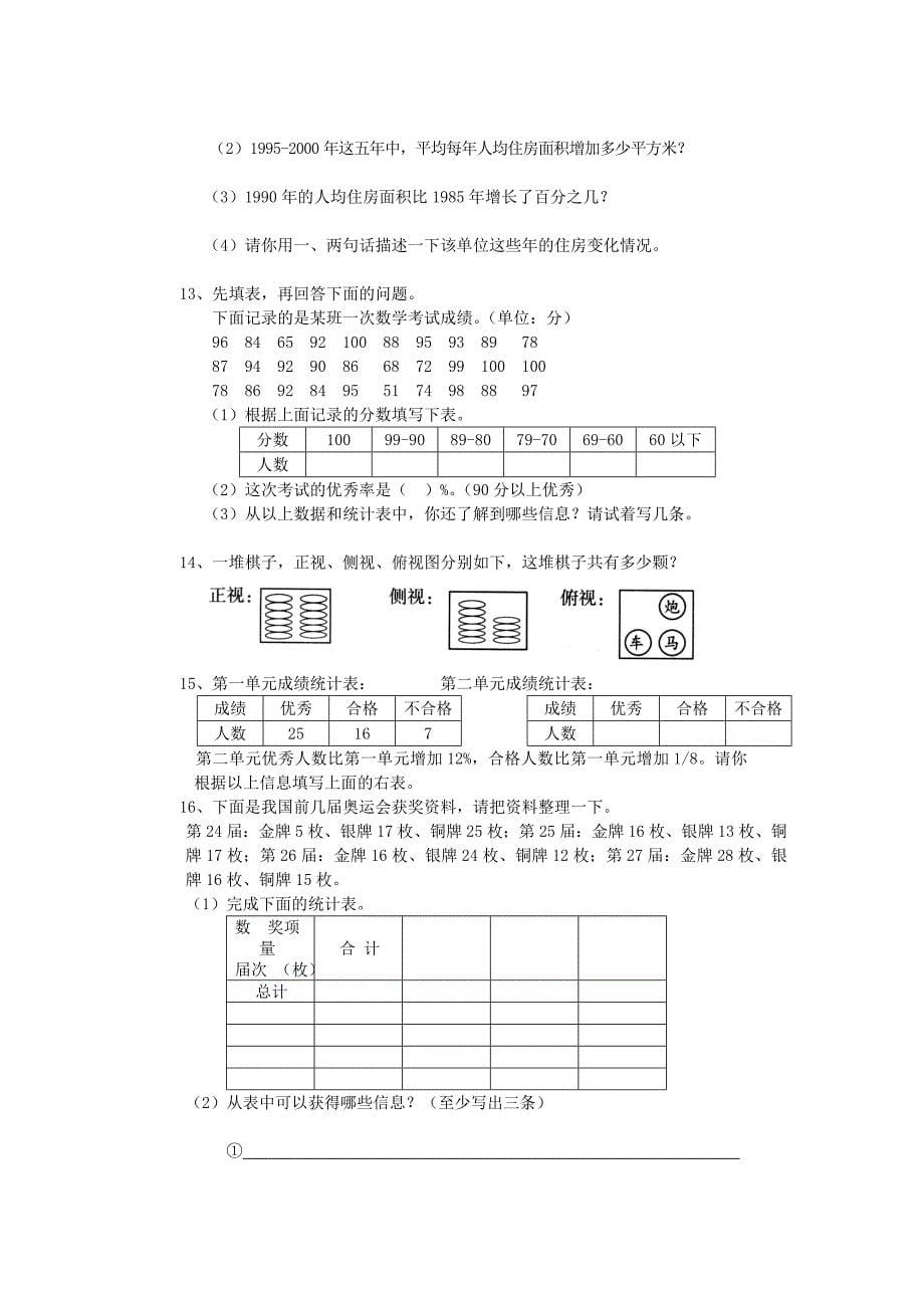 六年级数学下册 期末总复习题—统计图表（无答案）人教新课标版_第5页