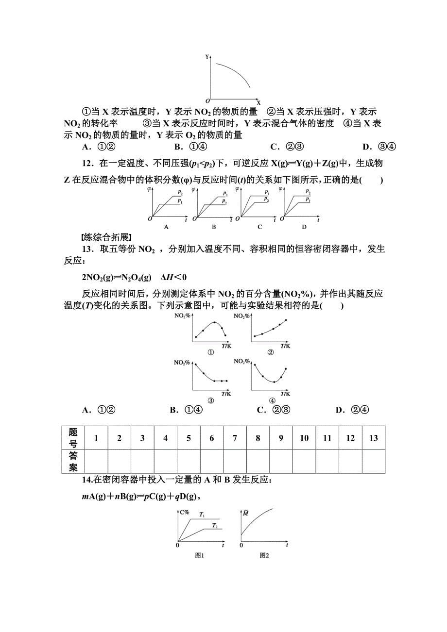 精品高中化学同步讲练：2.2.5 化学平衡图象1鲁科版选修4_第5页