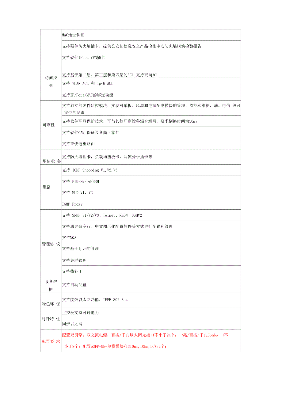 华为交换机路由器及防火墙技术参数要求_第4页