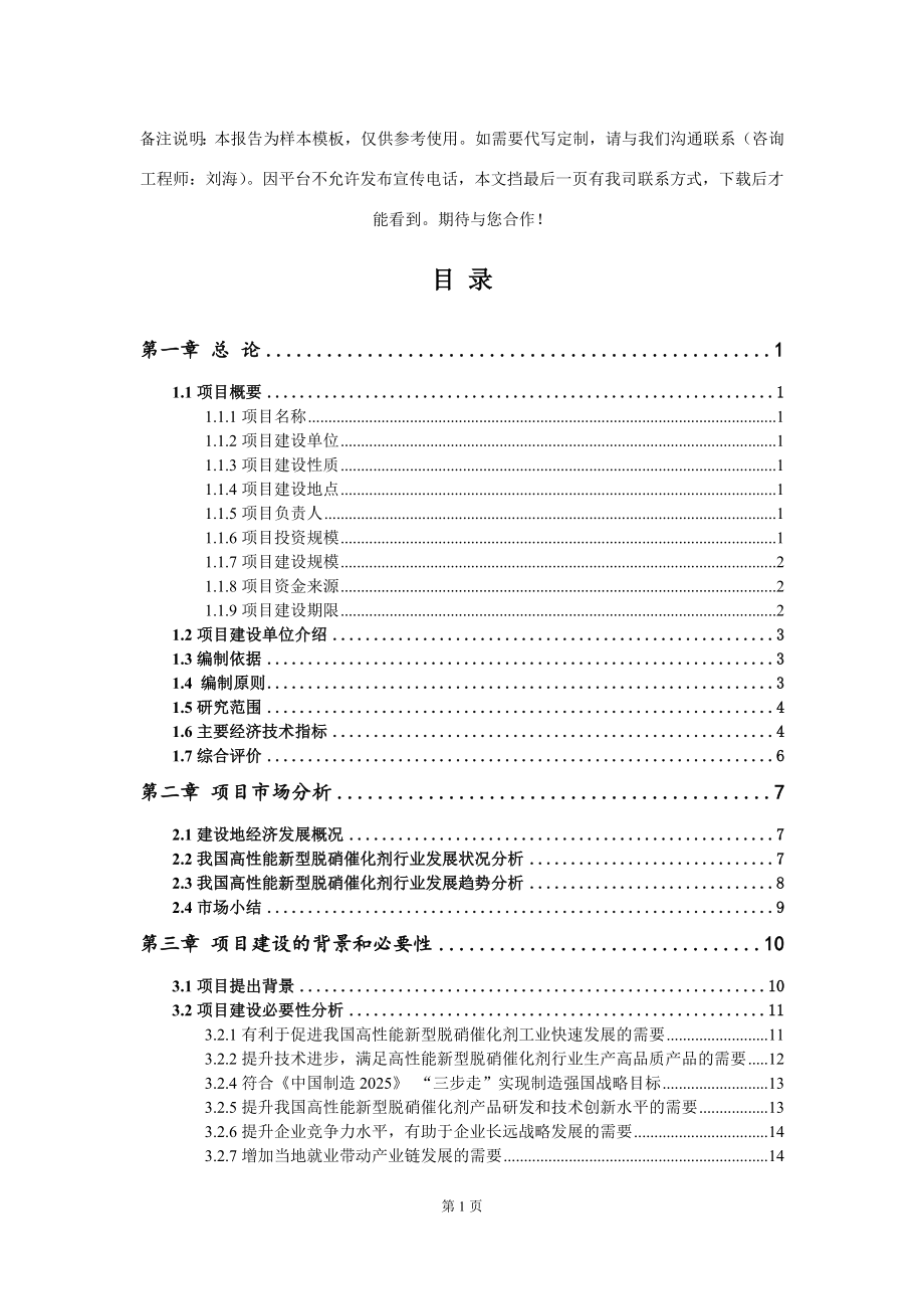 高性能新型脱硝催化剂项目可行性研究报告模板-备案审批_第2页