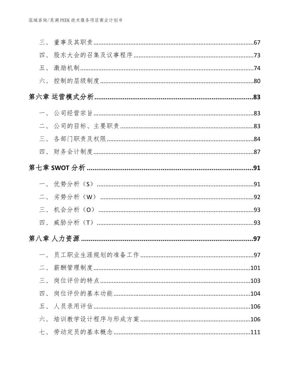 芜湖PEEK技术服务项目商业计划书_参考范文_第5页