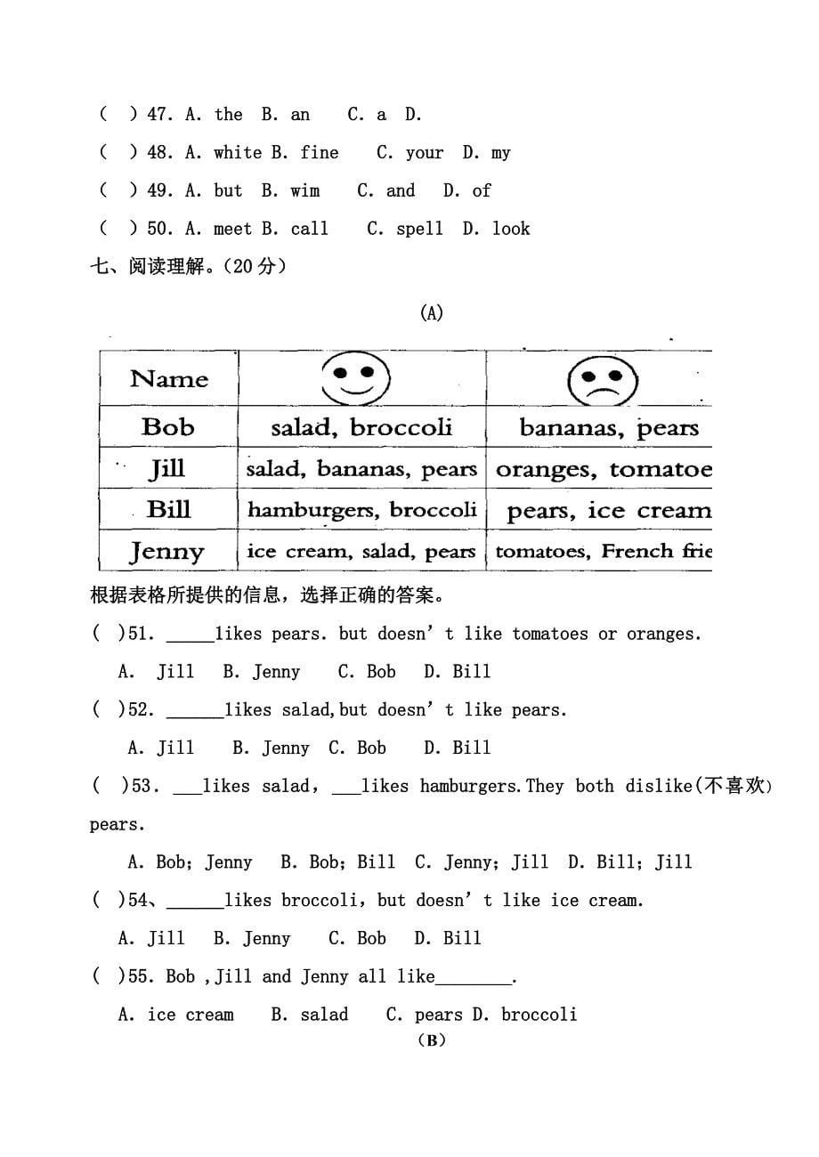 2011-2012学年第一学期古龙岗中学七年级英语期中试题_第5页