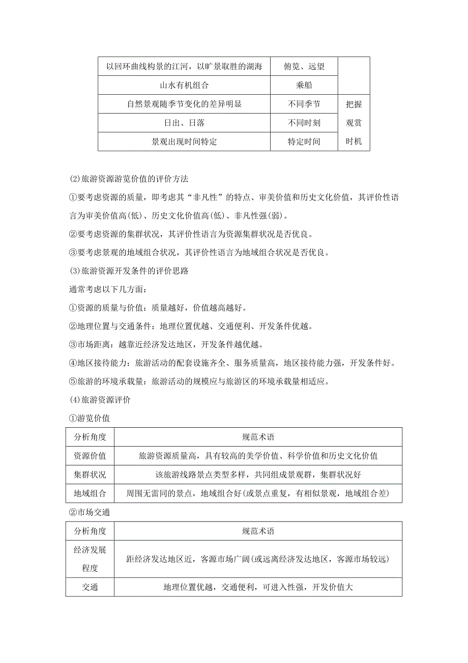 高考地理考前三个月冲刺：专题12旅游地理练习及答案_第4页