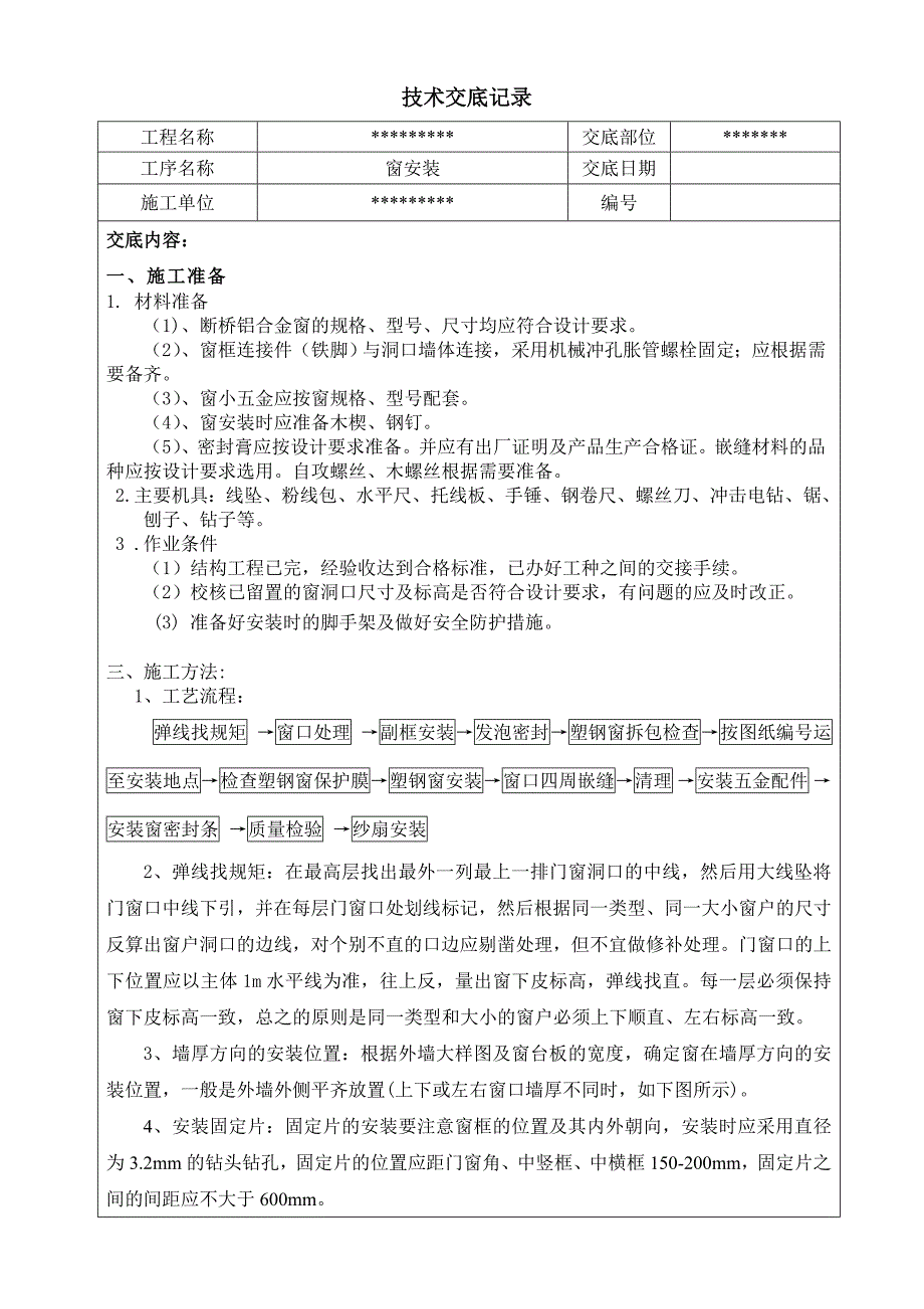 断桥铝合金窗安装技术交底_第1页