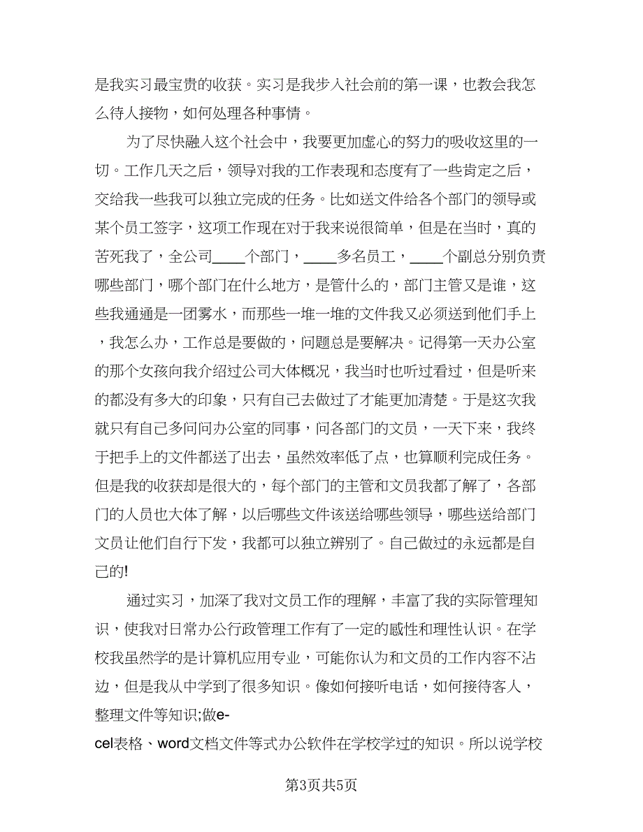 办公室文员实习工作总结精编版（二篇）_第3页